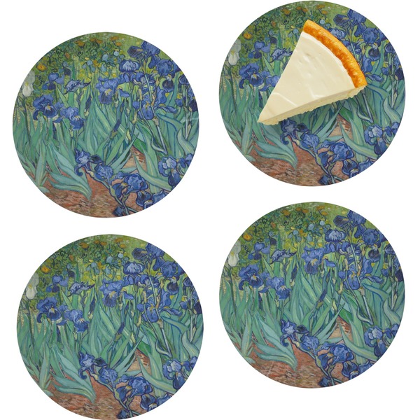 Custom Irises (Van Gogh) Set of 4 Glass Appetizer / Dessert Plate 8"