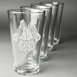 Irises (Van Gogh) Pint Glasses - Engraved (Set of 4)