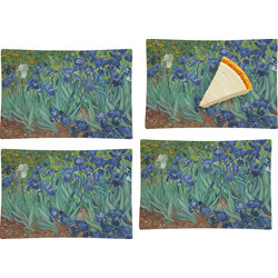 Irises (Van Gogh) Set of 4 Glass Rectangular Appetizer / Dessert Plate