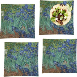 Irises (Van Gogh) Set of 4 Glass Square Lunch / Dinner Plate 9.5"