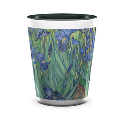Irises (Van Gogh) Ceramic Shot Glass - 1.5 oz - Two Tone - Set of 4