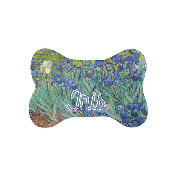 Custom Irises (Van Gogh) Bone Shaped Dog Food Mat (Small)