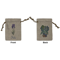Irises (Van Gogh) Small Burlap Gift Bag - Front & Back