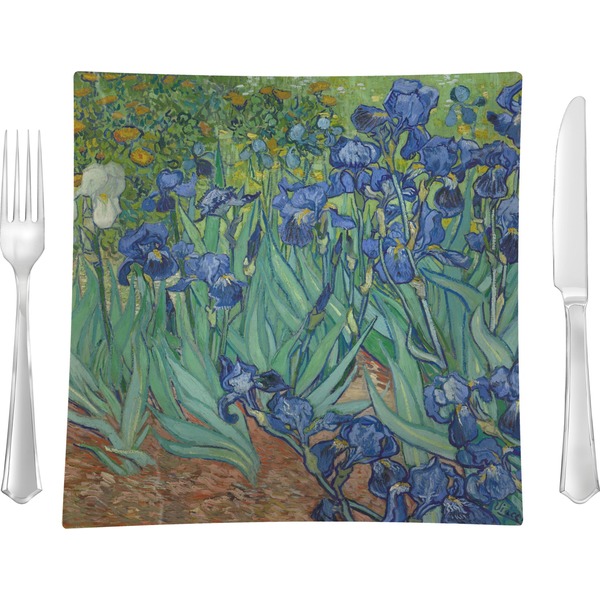 Custom Irises (Van Gogh) Glass Square Lunch / Dinner Plate 9.5"