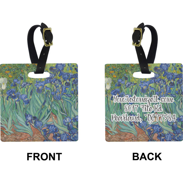 Irises (Van Gogh) Square Luggage Tag (Front + Back)