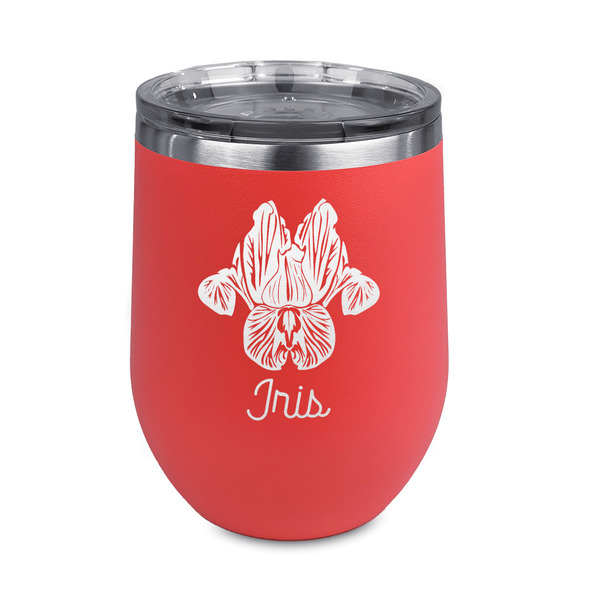 Custom Irises (Van Gogh) Stemless Stainless Steel Wine Tumbler - Coral - Single Sided