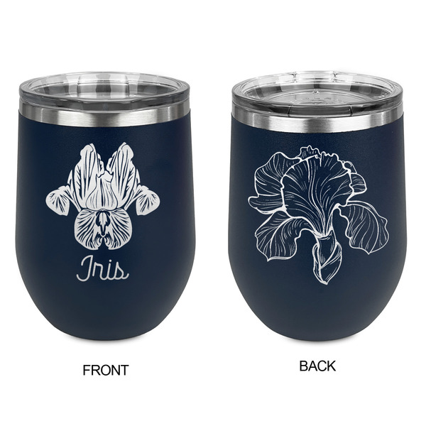 Irises (Van Gogh) Stainless Wine Tumblers - Navy - Double Sided - Approval