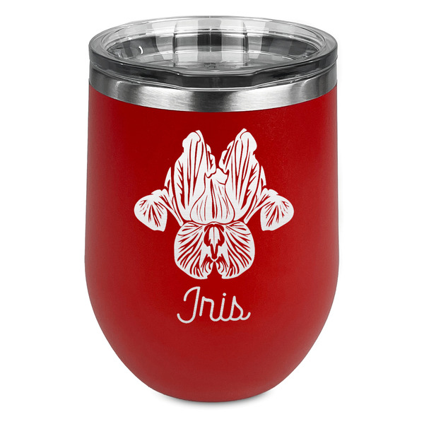 Custom Irises (Van Gogh) Stemless Stainless Steel Wine Tumbler - Red - Double Sided