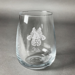 Irises (Van Gogh) Stemless Wine Glass - Engraved