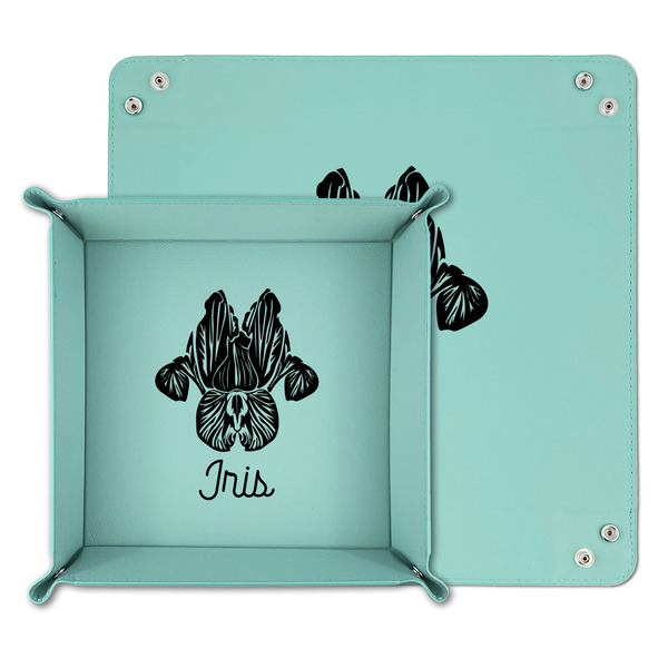 Irises (Van Gogh) Teal Faux Leather Valet Trays - PARENT MAIN