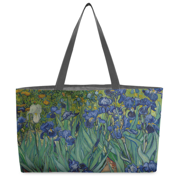 Custom Irises (Van Gogh) Beach Totes Bag - w/ Black Handles