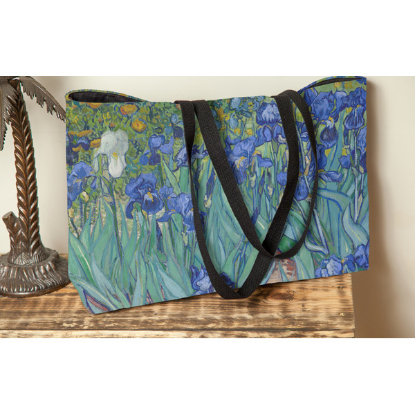 Irises (Van Gogh) Tote w/Black Handles - Lifestyle View