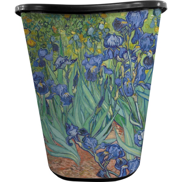 Custom Irises (Van Gogh) Waste Basket - Single Sided (Black)