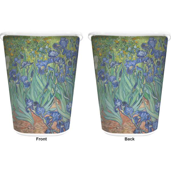 Irises (Van Gogh) Trash Can White - Front and Back - Apvl