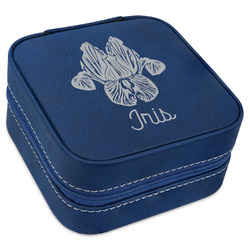 Irises (Van Gogh) Travel Jewelry Box - Navy Blue Leather