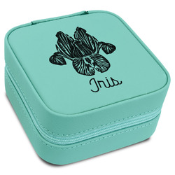 Irises (Van Gogh) Travel Jewelry Box - Teal Leather