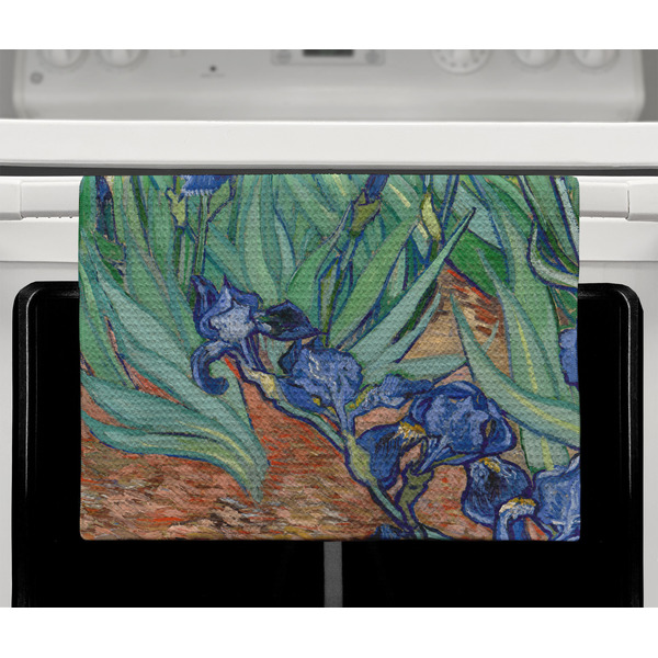 Irises (Van Gogh) Waffle Weave Towel - Full Color Print - Lifestyle2 Image