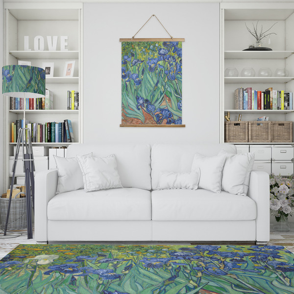 Irises (Van Gogh) Wall Hanging Tapestry - Portrait - IN CONTEXT