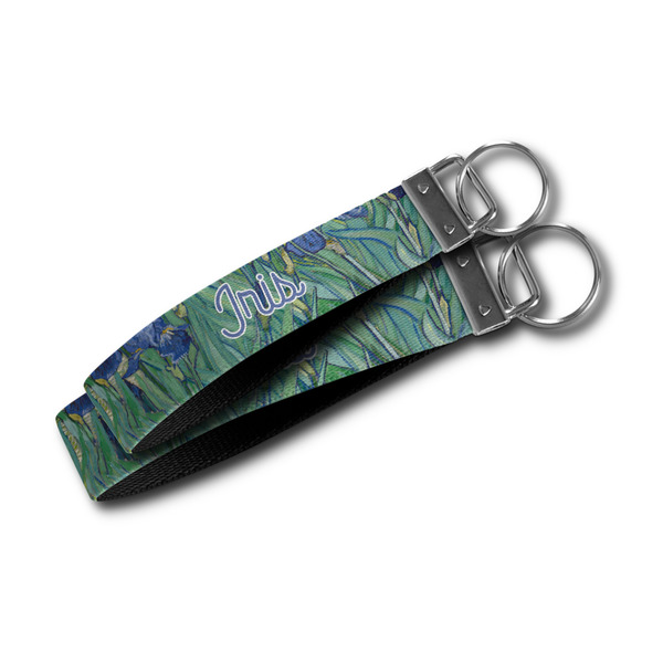 Irises (Van Gogh) Webbing Keychain FOBs - Size Comparison