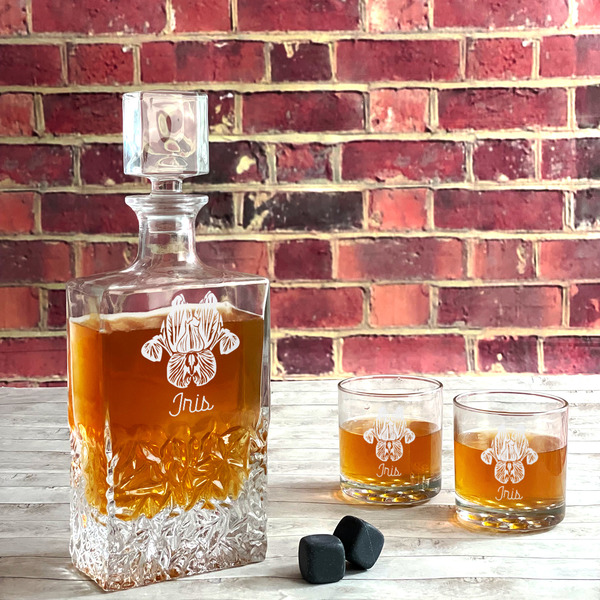Irises (Van Gogh) Whiskey Decanters - 26oz Rect - LIFESTYLE