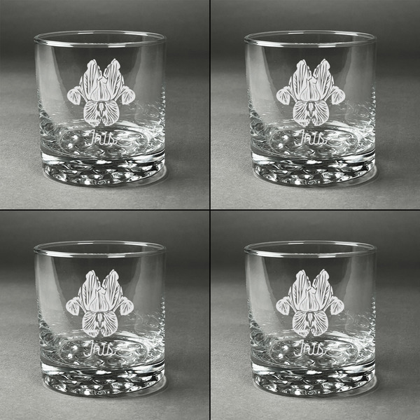Irises (Van Gogh) Whiskey Glasses - Set of 4 all Engraved