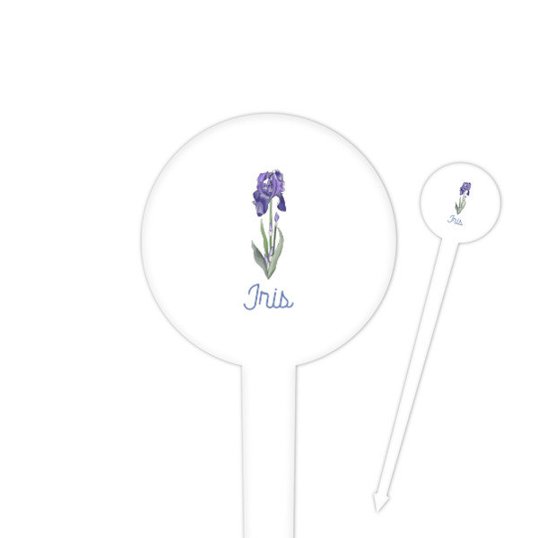 Custom Irises (Van Gogh) 4" Round Plastic Food Picks - White - Single Sided