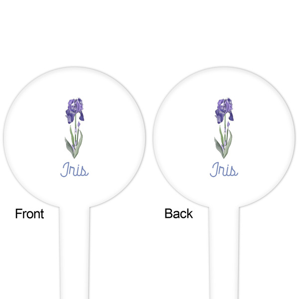 Irises (Van Gogh) White Plastic 4" Food Pick - Round - Double Sided - Front & Back