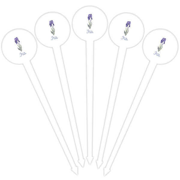 Irises (Van Gogh) White Plastic 4" Food Pick - Round - Fan View