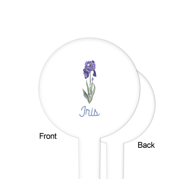 Irises (Van Gogh) White Plastic 4" Food Pick - Round - Single Sided - Front & Back