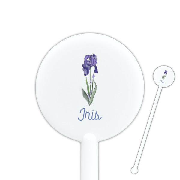 Custom Irises (Van Gogh) 5.5" Round Plastic Stir Sticks - White - Single Sided