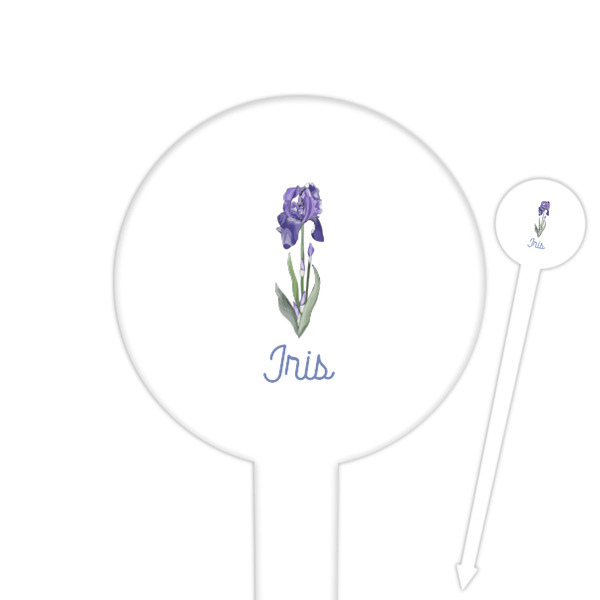 Custom Irises (Van Gogh) 6" Round Plastic Food Picks - White - Single Sided