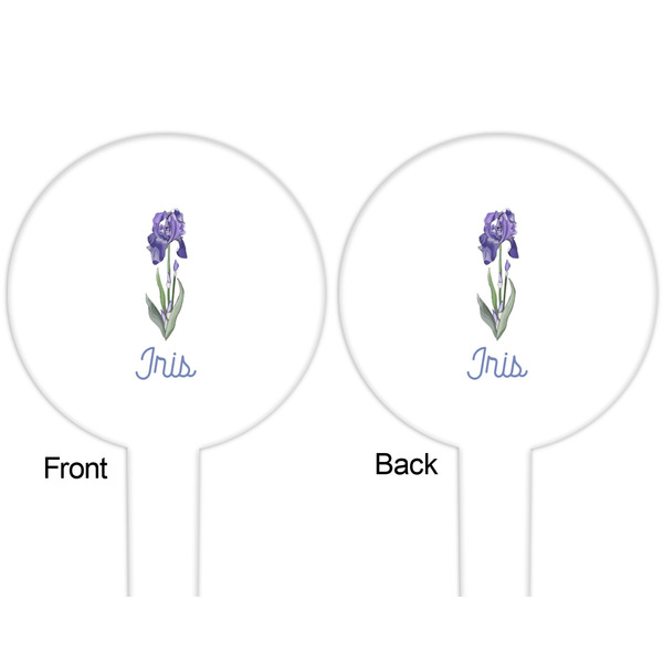 Irises (Van Gogh) White Plastic 6" Food Pick - Round - Double Sided - Front & Back