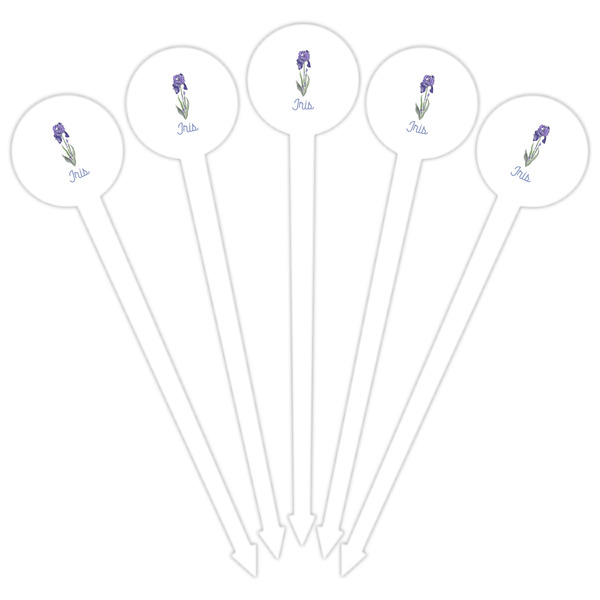 Irises (Van Gogh) White Plastic 6" Food Pick - Round - Fan View