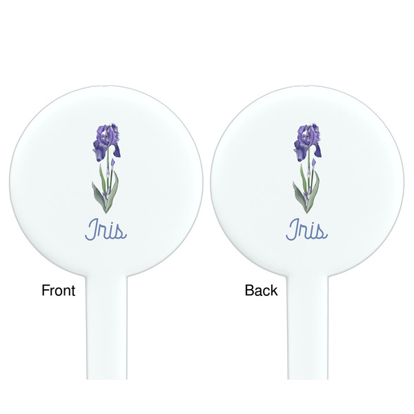 Irises (Van Gogh) White Plastic 7" Stir Stick - Double Sided - Round - Front & Back
