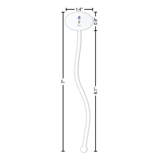 Irises (Van Gogh) White Plastic 7" Stir Stick - Oval - Dimensions