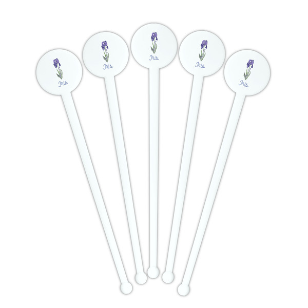 Irises (Van Gogh) White Plastic 7" Stir Stick - Round - Fan View
