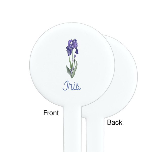 Irises (Van Gogh) White Plastic 7" Stir Stick - Single Sided - Round - Front & Back