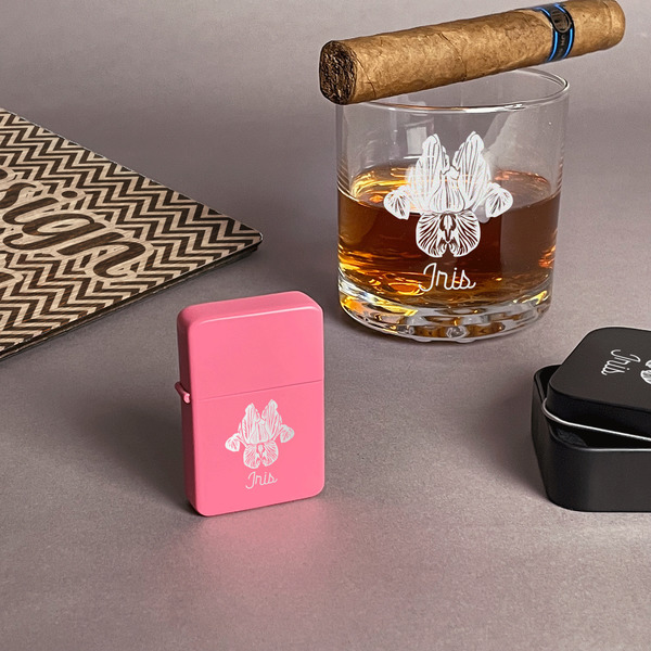 Irises (Van Gogh) Windproof Lighters - Pink - In Context