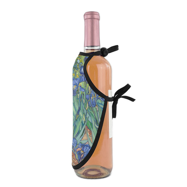 Irises (Van Gogh) Wine Bottle Apron - DETAIL WITH CLIP ON NECK