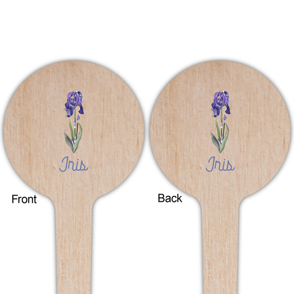 Irises (Van Gogh) Wooden 4" Food Pick - Round - Double Sided - Front & Back