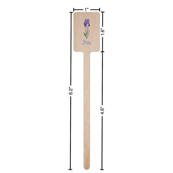 Irises (Van Gogh) Wooden 6.25" Stir Stick - Rectangular - Dimensions