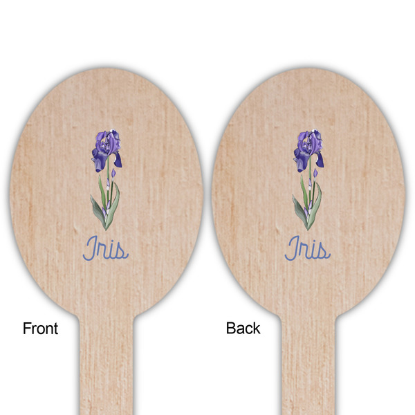 Irises (Van Gogh) Wooden Food Pick - Oval - Double Sided - Front & Back
