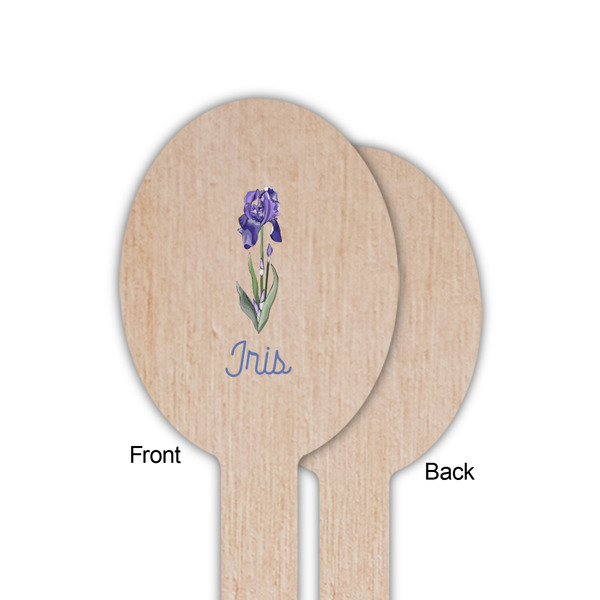 Irises (Van Gogh) Wooden Food Pick - Oval - Single Sided - Front & Back