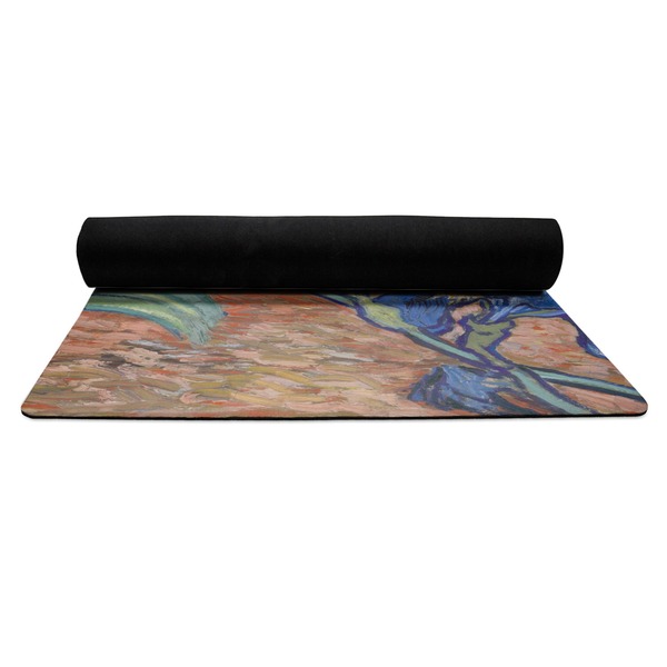 Irises (Van Gogh) Yoga Mat Rolled up Black Rubber Backing