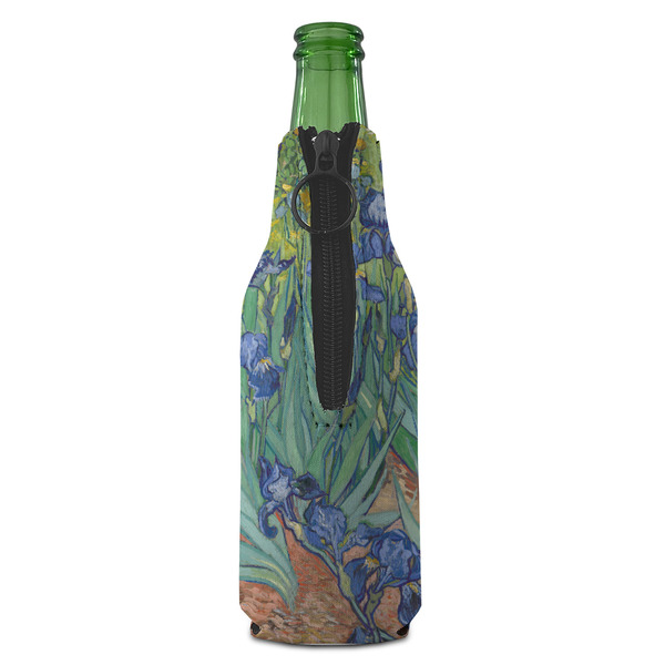 Irises (Van Gogh) Zipper Bottle Cooler - BACK (bottle)