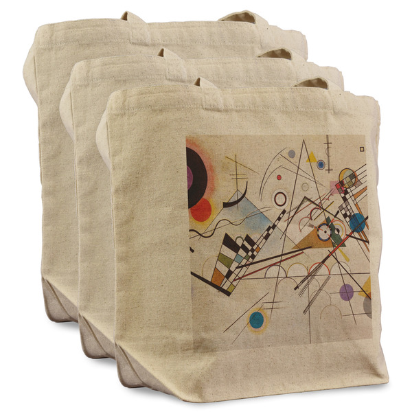 Custom Kandinsky Composition 8 Reusable Cotton Grocery Bags - Set of 3