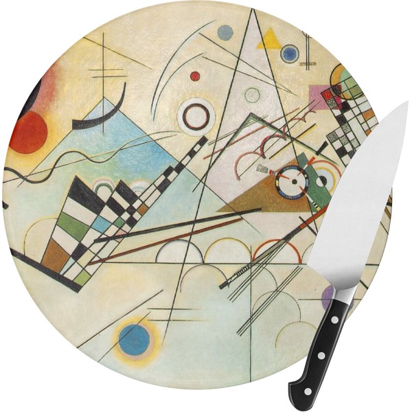 Custom Kandinsky Composition 8 Round Glass Cutting Board - Small