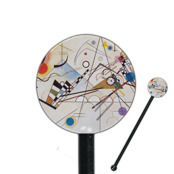Custom Kandinsky Composition 8 5.5" Round Plastic Stir Sticks - Black - Single Sided