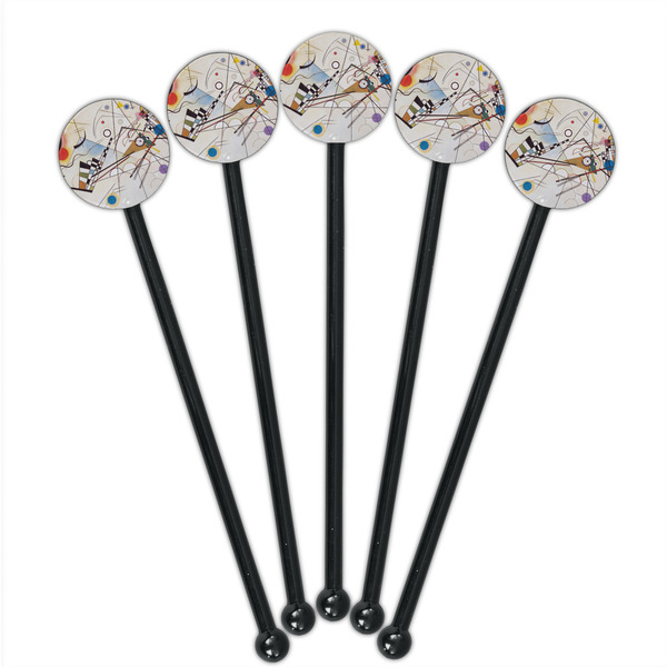 Kandinsky Composition 8 Black Plastic 5.5" Stir Stick - Round - Fan View