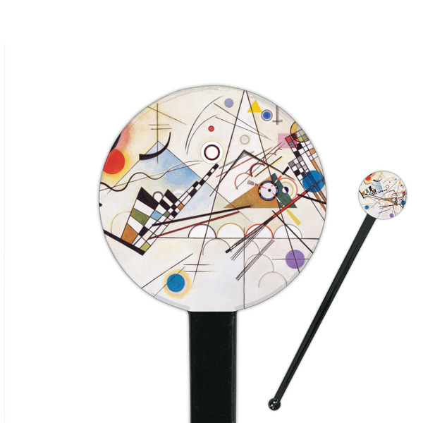 Custom Kandinsky Composition 8 7" Round Plastic Stir Sticks - Black - Single Sided